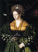 BARTOLOMEO VENETO Portrait of a Lady in a Green Dress oil
